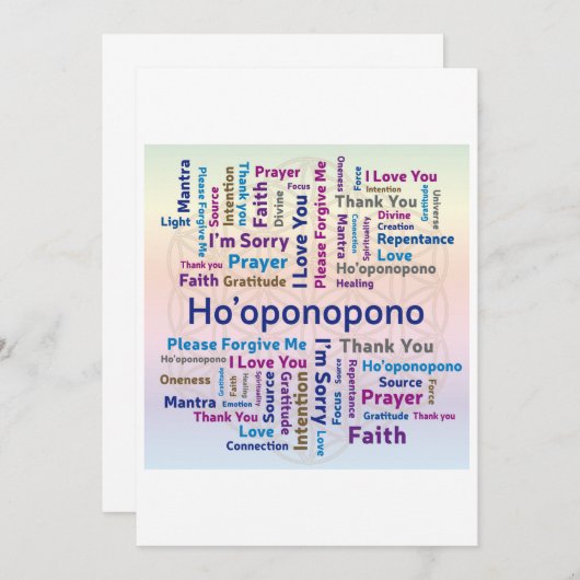 Ho'oponopono Word Cloud - Mantra - Selbstständige Einladung (Vorne/Hinten)