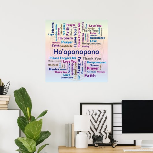 Ho'oponopono Word Cloud - Mantra - Selbstständige Poster (Heimbüro)