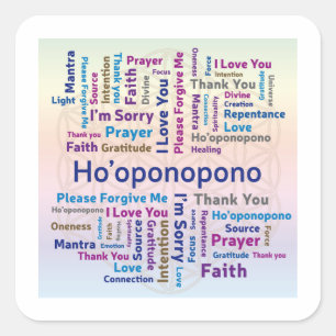 Ho'oponopono Word Cloud - Mantra - Selbstständige  Quadratischer Aufkleber