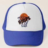 Hoops Basketball & Net Trucker Hat/Cap Truckerkappe (Vorderseite)