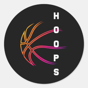 Hoops Bysketbyll Player Retro Runder Aufkleber