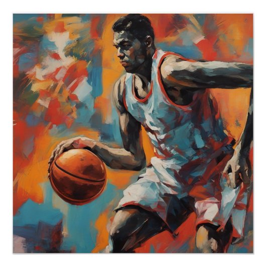 Hoops Dribbball Basketball Sportgeschenke Kunstwer Poster (Vorderseite)