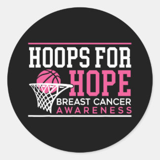 Hoops For Hope Basketball Player Breast Cancer Awa Runder Aufkleber