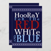 Hooray für das rote weiße und das Blau Juli 4. Einladung (Vorne/Hinten)