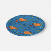Hooray für Fisch-Muster Pappteller (Schrägansicht)