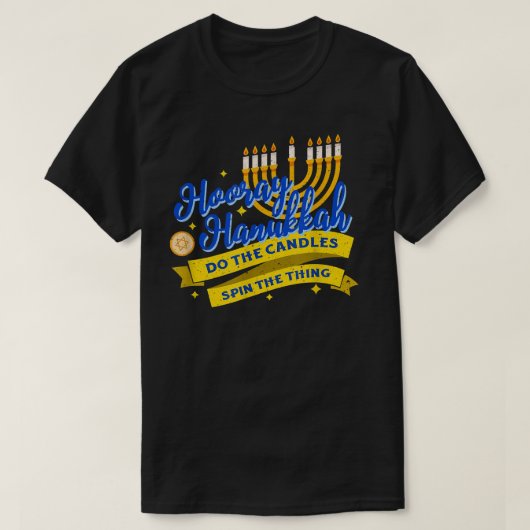 Hooray Hanukkah Hebrew Menorah Dreidel Funny Jewis T-Shirt (Design vorne)