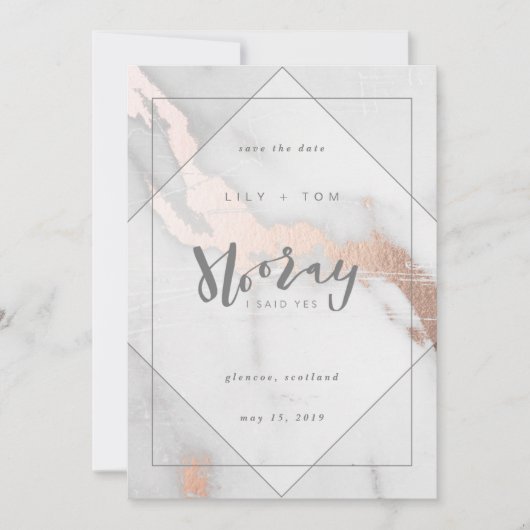 HOORAY, ICH SAGTE JA!-SAVE THE DATE EINLADUNG (Vorderseite)