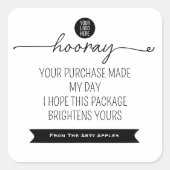 Hooray Thank You Sticker – Small Business Branding (Vorderseite)