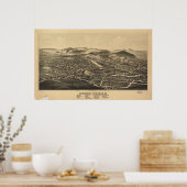 Hoosick Falls New York 1889 Antike Panoramakarte Poster (Küche)