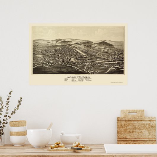 Hoosick Falls, NY Panoramic Map - 1889 Poster (Küche)