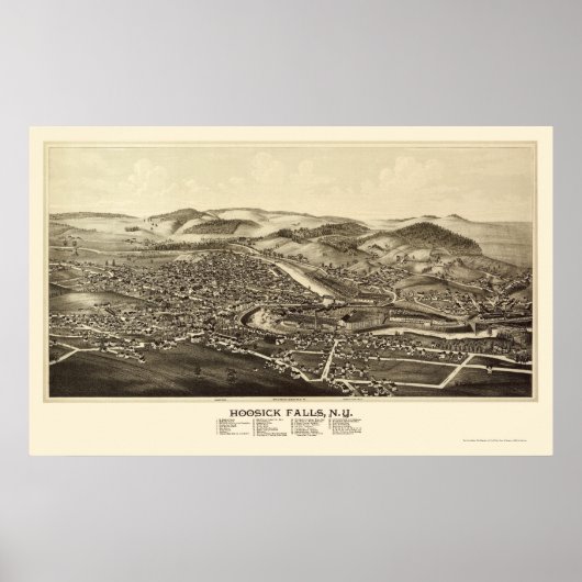 Hoosick Falls, NY Panoramic Map - 1889 Poster (Vorne)