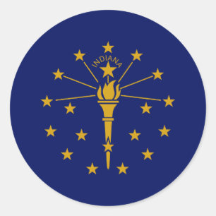 Hoosier Flag, Flagge von Indiana Runder Aufkleber
