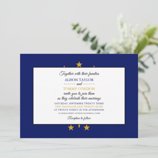 Hoosier Flag, Flagge von Indiana Wedding Einladung (Stehend Vorderseite)