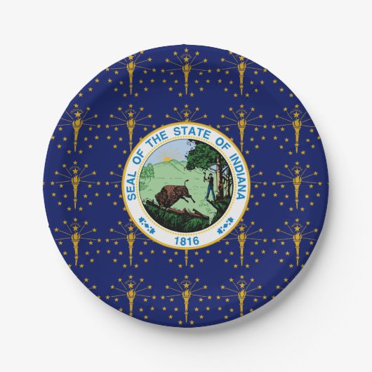 Hoosier Flag & Seal, Flag of Indiana Pappteller (Vorderseite)