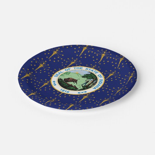 Hoosier Flag & Seal, Flag of Indiana Pappteller (Schrägansicht)