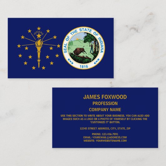 Hoosier Flag & Siegel, Flagge von Indiana Visitenkarte (Vorne/Hinten)