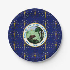 Hoosier-Flagge & Siegel, Flagge von Indiana Pappteller