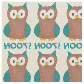 Hoot! Blaubraune Vogelscheuche-Vogelgezwitscher Stoff (Nahaufnahme)