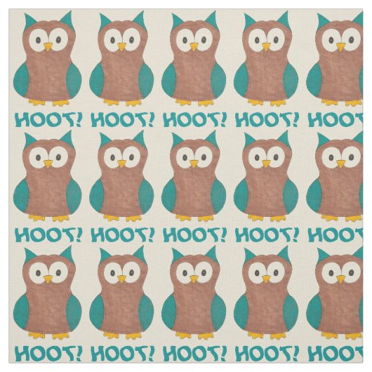 Hoot! Blaubraune Vogelscheuche-Vogelgezwitscher Stoff (Muster)