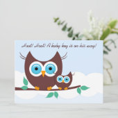 Hoot! Hoot! Ein kleiner Junge ist unterwegs! Einladung (Stehend Vorderseite)