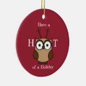 Hoot of a Holiday Personalisierte Keramik Ornament (Rechts)