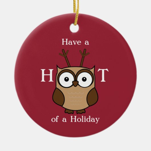 Hoot of a Holiday Personalisierte Keramik Ornament (Vorne)