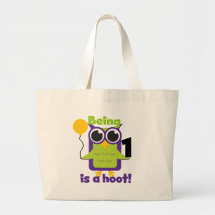 Hoot Owl 1. Geburtstag T - Shirt und Geschenke Jumbo Stoffbeutel