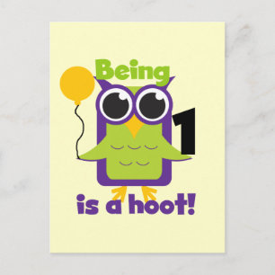 Hoot Owl 1. Geburtstag T - Shirt und Geschenke Postkarte