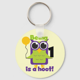 Hoot Owl 1. Geburtstag T - Shirt und Geschenke Schlüsselanhänger