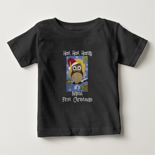 Hoot Owl 1. Weihnachten Baby T-shirt (Vorderseite)