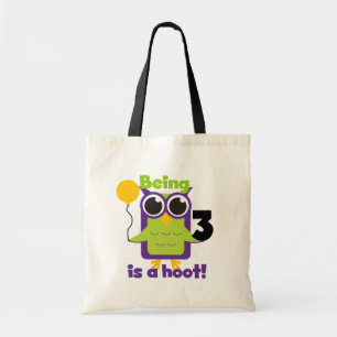 Hoot Owl 3. Geburtstag T - Shirt und Geschenke Tragetasche