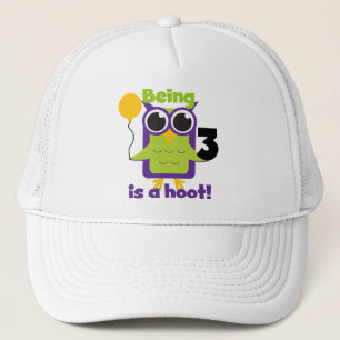 Hoot Owl 3. Geburtstag T - Shirt und Geschenke Truckerkappe