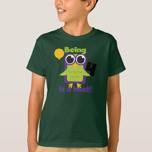 Hoot Owl 4. Geburtstag T - Shirt und Geschenke (Vorderseite)