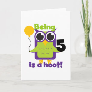 Hoot Owl 5. Geburtstag T - Shirt und Geschenke Karte