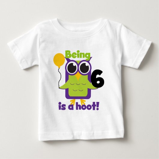 Hoot Owl 6. Geburtstag T - Shirt und Geschenke (Vorderseite)