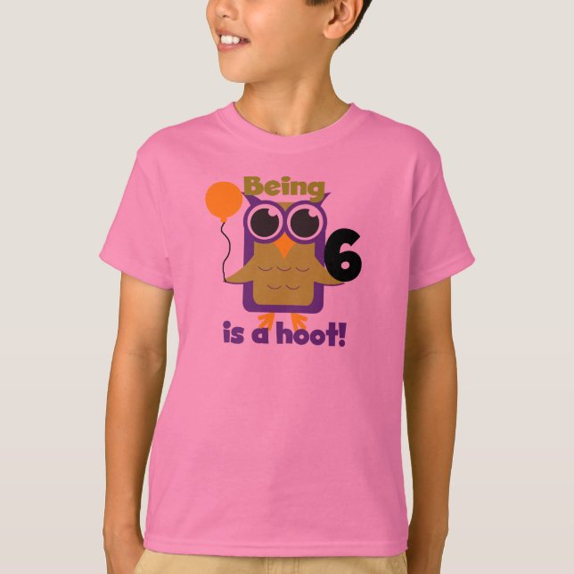 Hoot Owl 6. Geburtstag T - Shirt und Geschenke (Vorderseite)