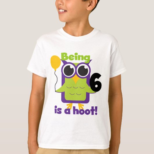 Hoot Owl 6. Geburtstag T - Shirt und Geschenke (Vorderseite)