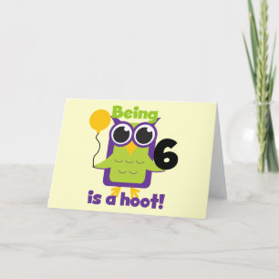 Hoot Owl 6. Geburtstag T - Shirt und Geschenke Karte