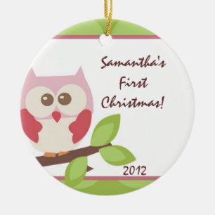 Hoot Owl Forest Woodlan Personalisierter Name Orna Keramik Ornament