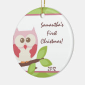 Hoot Owl Forest Woodlan Personalisierter Name Orna Keramik Ornament (Links)