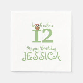 Hoot Owl Happy Birthday Serviette