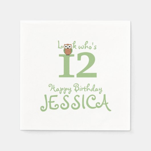 Hoot Owl Happy Birthday Serviette (Vorderseite)