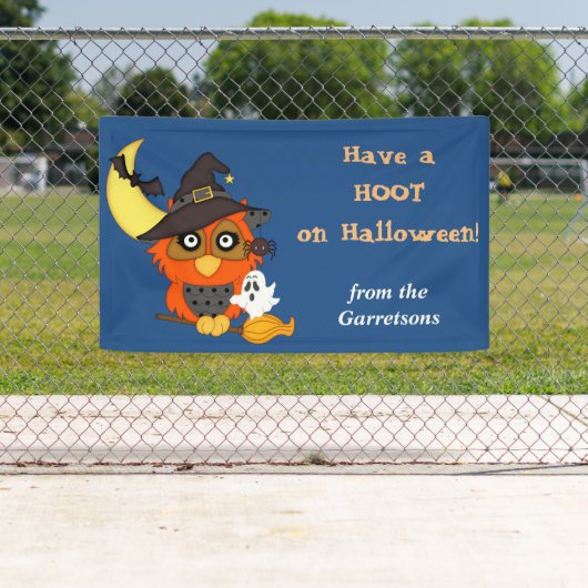 Hoot Owl Personalisiert Halloween Banner (Insitu)
