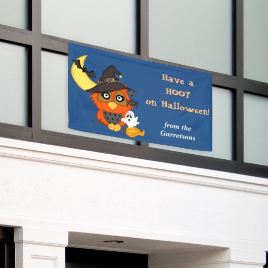 Hoot Owl Personalisiert Halloween Banner (Äußeres Gebäude)