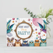 Hoot Owl Personalisierter Geburtstag Einladung (Stehend Vorderseite)