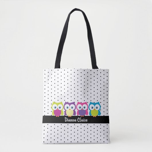 Hoot Owl Polka Dot Design Muster Tasche (Vorderseite)
