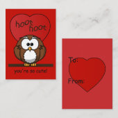 Hoot Owl Valentine Red Heart Kids Pack Mitteilungskarte (Vorne/Hinten)