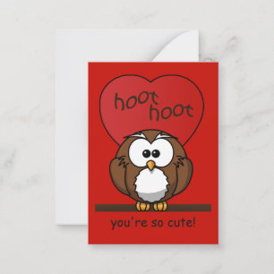 Hoot Owl Valentine Red Heart Kids Pack Mitteilungskarte