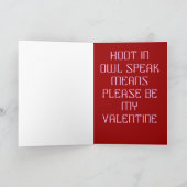 Hoot Owl, Valentine's Card Feiertagskarte (Innenseite)