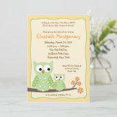 HOOT OWLS Green Neutral Baby Dusche 12x18 Einladung (Stehend Vorderseite)